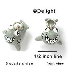 N1016+ - Shark - 3-D Hand Painted Resin Charm (6 Charms per package)