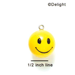 N1054+ - Large 3-D Smiley Face - 3-D Hand Painted Resin Charm (6 Charms per package)