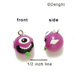 N1057+ - One Eyed Flying Purple Monster - 3-D Hand Painted Resin Charm (6 Charms per package)