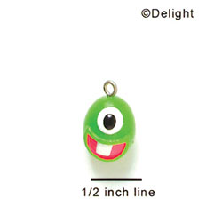 N1058+ - Lime Green Monster - 3-D Hand Painted Resin Charm (6 Charms per package)