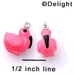 N1066+ - Hot Pink Flamingo - 3-D Hand Painted Resin Charm (6 Charms per package)