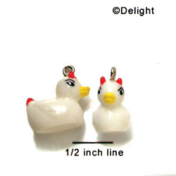 N1071+ - Evil Ducky - Glows in the Dark - 3-D Hand Painted Resin Charm (6 Charms per package)