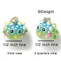 N1017+ - Blowfish - 3-D Hand Painted Resin Charm (6 Charms per package)