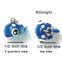 N1015+ - Blue Fish with Pink Polka Dots - 3-D Hand Painted Resin Charm (6 Charms per package)
