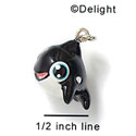 N1014+ - Killer Whale - 3-D Hand Painted Resin Charm (6 Charms per package)