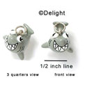 N1016+ - Shark - 3-D Hand Painted Resin Charm (6 Charms per package)