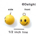 N1055+ - Small 3-D Smiley Face - 3-D Hand Painted Resin Charm (6 Charms per package)