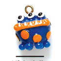 N1056+ - Blue Monster with Orange Dots - 3-D Hand Painted Resin Charm (6 Charms per package)