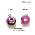 N1057+ - One Eyed Flying Purple Monster - 3-D Hand Painted Resin Charm (6 Charms per package)