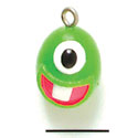 N1058+ - Lime Green Monster - 3-D Hand Painted Resin Charm (6 Charms per package)