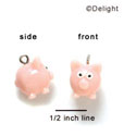 N1059+ - Pink Pig - 3-D Hand Painted Resin Charm (6 Charms per package)