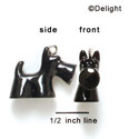 N1062+ - Black Scottie Dog - 3-D Hand Painted Resin Charm (6 Charms per package)