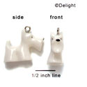 N1063+ - White Scottie Dog - 3-D Hand Painted Resin Charm (6 Charms per package)