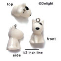 N1065+ - White Bull Terrier Dog - 3-D Hand Painted Resin Charm (6 Charms per package)