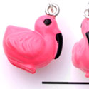 N1066+ - Hot Pink Flamingo - 3-D Hand Painted Resin Charm (6 Charms per package)