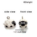 N1068+ - White Lamb - 3-D Hand Painted Resin Charm (6 Charms per package)