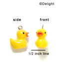 N1070+ - Yellow Ducky - 3-D Hand Painted Resin Charm (6 Charms per package)