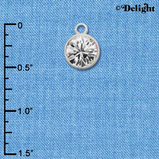CT1005 tlf - 10mm Clear Oktant Crystal Drop - Triple Silver Plated Charm (2 per package)