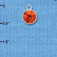 CT1009 tlf - 10mm Orange Hyacinth Oktant Crystal Drop - Triple Silver Plated Charm (2 per package)