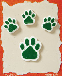 Green paws scrapbook embellishments