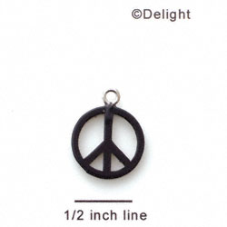 A1108 tlf - Small Black Peace Sign - Acrylic Charm (6 per package)