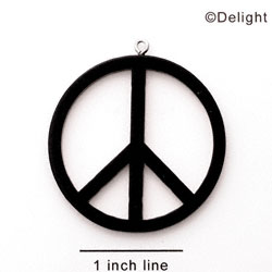 A1110 tlf - Large Black Peace Sign - Acrylic Pendant (6 per package)