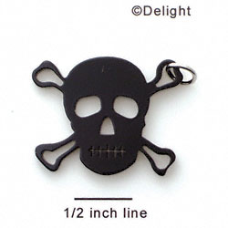 A1116 tlf - Large Black Skull - Acrylic Pendant (6 per package)