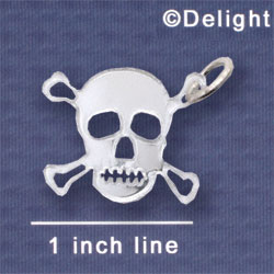 A1118 tlf - Large Mirror Skull - Acrylic Pendant (6 per package)