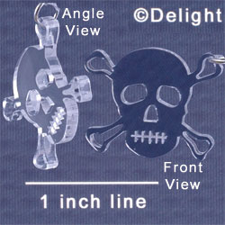 A1120 tlf - Large Clear Skull - Acrylic Pendant (6 per package)