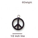 A1108 tlf - Small Black Peace Sign - Acrylic Charm (6 per package)