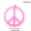 A1109 tlf - Large Hot Pink Peace Sign - Acrylic Pendant (6 per package)