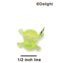 A1114 tlf - Small Lime Green Skull - Acrylic Charm (6 per package)