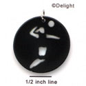 A1124 tlf - Large Black Volleyball Player - Acrylic Pendant (6 per package)