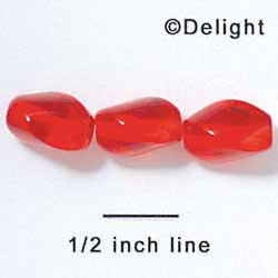 B1040 - 12 x 10 mm Resin Oblong Beads - Red (12 per package)