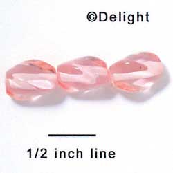 B1042 - 12 x 10 mm Resin Oblong Beads - Light Pink (12 per package)