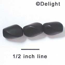 B1050 - 12 x 10 mm Resin Oblong Beads - Matte Black (12 per package)
