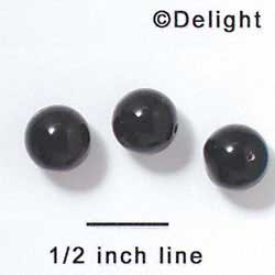 B1060 - 10 mm Resin Round Beads - Black (12 per package)