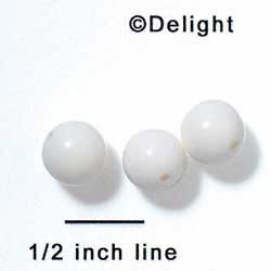 B1061 - 10 mm Resin Round Beads - White (12 per package)