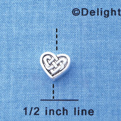 B1079 tlf - 9x8mm Celtic Knot Heart - Silver Plated Beads (6 per package)