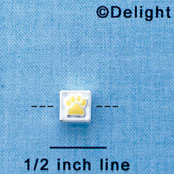 B1084 tlf - 6mm Cube with Yellow Enamel Paw - Silver Plated Beads (6 per package)
