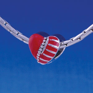 B1105 tlf - Red Enamel Heart - Im. Rhodium Large Hold Beads (6 per package)