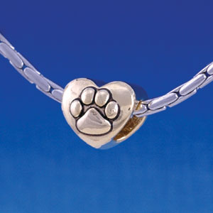 B1130 tlf - Large Gold Paw - 2 Sided - Gold Large Hold Beads (6 per package)