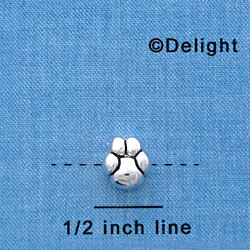 B1132 tlf - Mini Silver Paw - 2 Sided - Silver Plated Bead (6 per package)