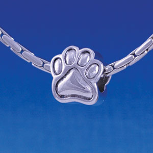 B1137 tlf - Antiqued Silver Paw - 2 Sided - Im. Rhodium Large Hold Beads (2 per package)