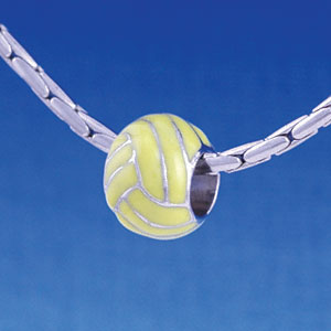B1149 tlf - 3-D Enamel Waterpolo ball - Im. Rhodium Large Hold Beads (6 per package)