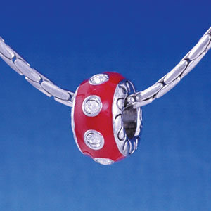 B1156 tlf - Large Spacer - Red with Swarovski Crystals - Im. Rhodium Large Hold Beads (2 per package)