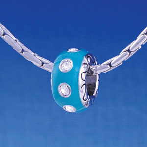 B1159 tlf - Large Spacer - Teal with Swarovski Crystals - Im. Rhodium Large Hold Beads (2 per package)