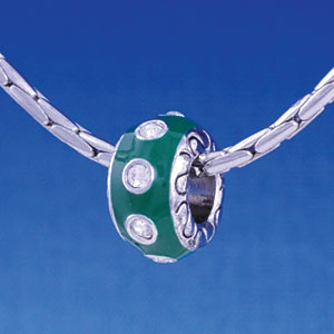 B1160 tlf - Large Spacer - Green with Swarovski Crystals - Im. Rhodium Large Hold Beads (2 per package)