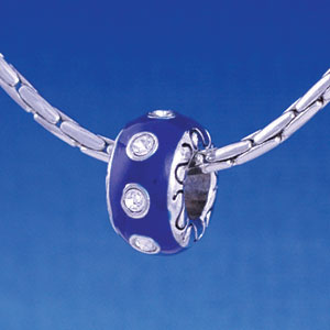 B1161 tlf - Large Spacer - Royal Blue with Swarovski Crystals - Im. Rhodium Large Hold Beads (2 per package)
