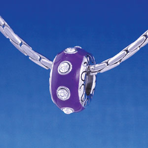 B1163 tlf - Large Spacer - Purple with Swarovski Crystals - Im. Rhodium Large Hold Beads (2 per package)